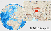 Shaded Relief Location Map of Jihočeský kraj