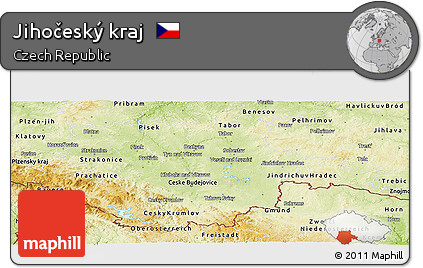 Physical Panoramic Map of Jihočeský Kraj