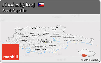 Silver Style Panoramic Map of Jihočeský Kraj, single color outside