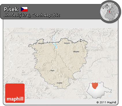 Shaded Relief 3D Map of Písek, lighten