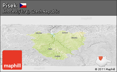 Physical Panoramic Map of Písek, lighten, desaturated