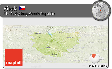 Physical Panoramic Map of Písek, lighten