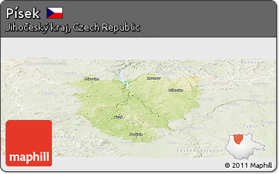 Physical Panoramic Map of Písek, lighten