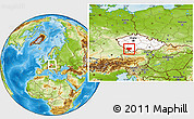 Physical Location Map of Prachatice, highlighted country, within the entire country