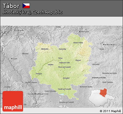 Physical 3D Map of Tábor, desaturated