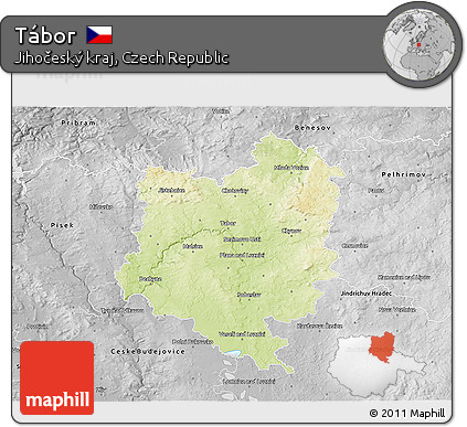 Physical 3D Map of Tábor, desaturated