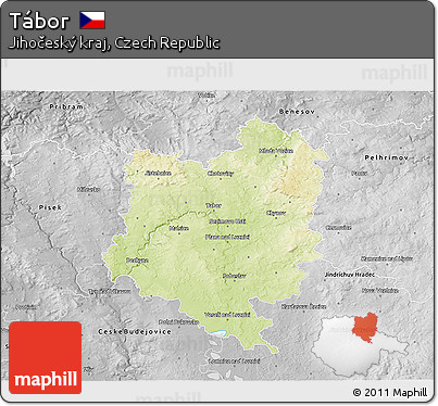 Physical 3D Map of Tábor, desaturated