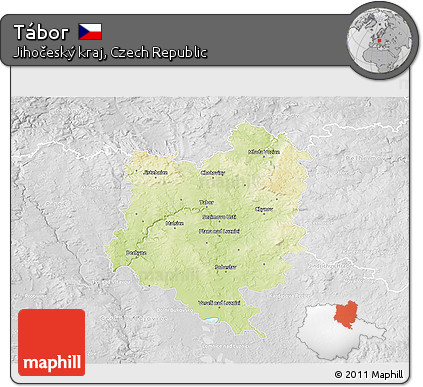 Physical 3D Map of Tábor, lighten, desaturated