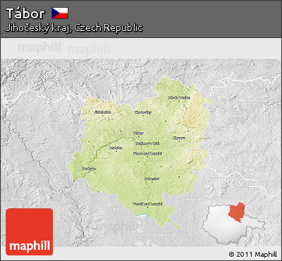 Physical 3D Map of Tábor, lighten, desaturated