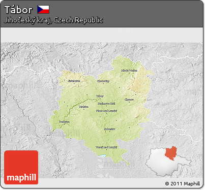 Physical 3D Map of Tábor, lighten, desaturated