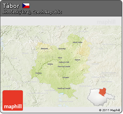 Physical 3D Map of Tábor, lighten