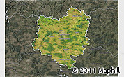Satellite 3D Map of Tábor, darken, semi-desaturated
