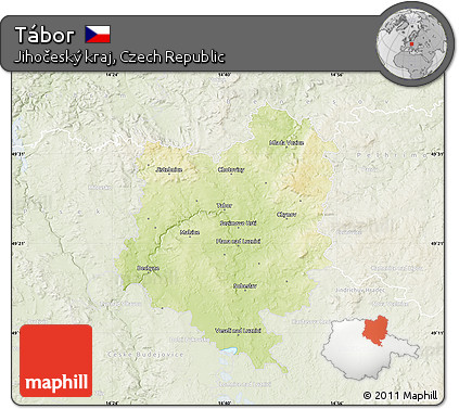 Physical Map of Tábor, lighten