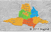 Political 3D Map of Jihomoravský kraj, lighten, desaturated