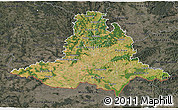Satellite 3D Map of Jihomoravský kraj, darken, semi-desaturated
