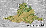 Satellite 3D Map of Jihomoravský kraj, lighten, desaturated