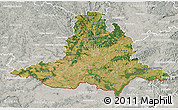 Satellite 3D Map of Jihomoravský kraj, lighten, semi-desaturated