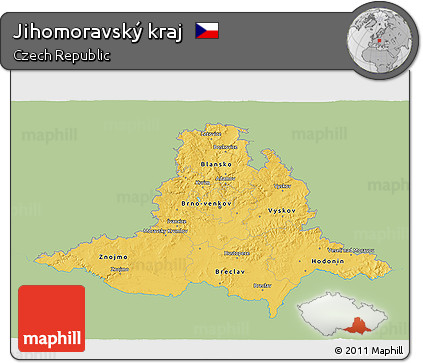 Savanna Style 3D Map of Jihomoravský Kraj, single color outside
