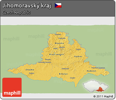 Savanna Style 3D Map of Jihomoravský Kraj, single color outside