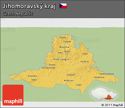 Savanna Style 3D Map of Jihomoravský Kraj, single color outside