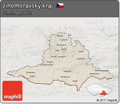 Shaded Relief 3D Map of Jihomoravský Kraj, lighten
