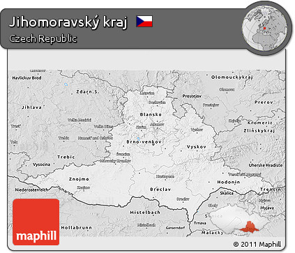 Silver Style 3D Map of Jihomoravský Kraj