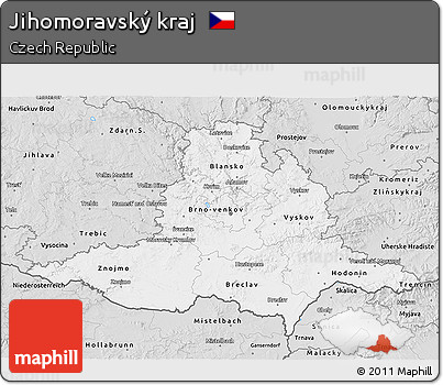 Silver Style 3D Map of Jihomoravský Kraj