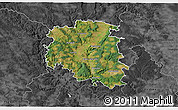 Satellite 3D Map of Blansko, darken, desaturated