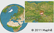 Satellite Location Map of Blansko, highlighted parent region, within the entire country