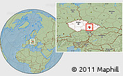 Savanna Style Location Map of Blansko, highlighted country, hill shading