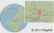 Savanna Style Location Map of Blansko, hill shading