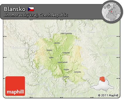 Physical Map of Blansko, lighten