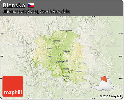 Physical Map of Blansko, lighten