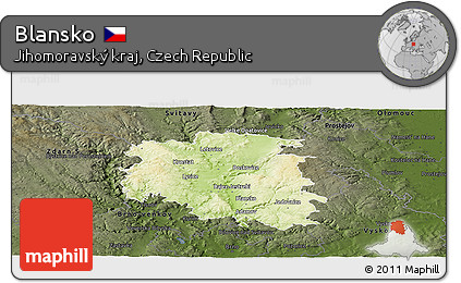 Physical Panoramic Map of Blansko, darken