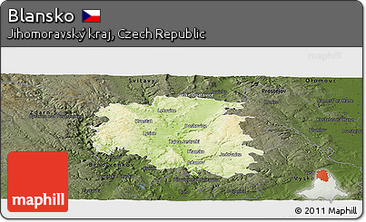 Physical Panoramic Map of Blansko, darken