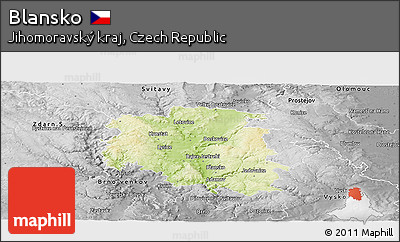 Physical Panoramic Map of Blansko, desaturated