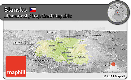 Physical Panoramic Map of Blansko, desaturated