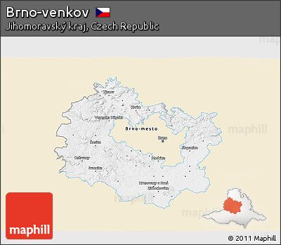 Classic Style 3D Map of Brno-venkov, single color outside