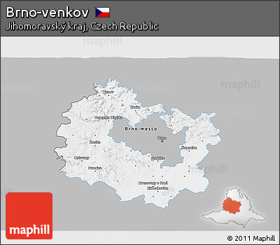 Gray 3D Map of Brno-venkov, single color outside