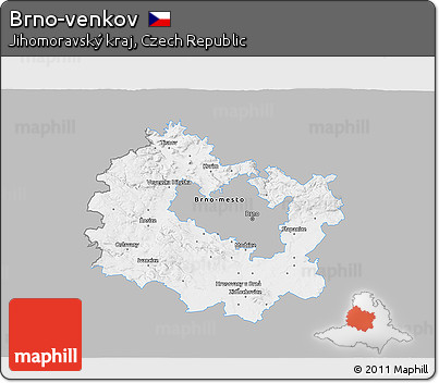 Gray 3D Map of Brno-venkov, single color outside