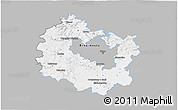 Gray 3D Map of Brno-venkov, single color outside