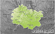 Physical 3D Map of Brno-venkov, darken, desaturated