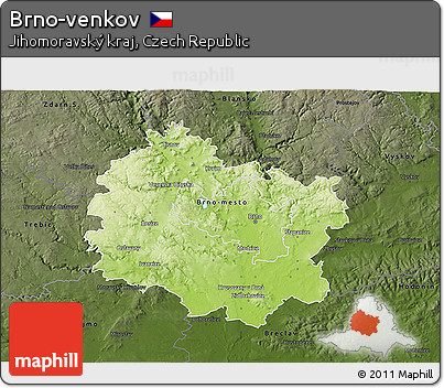 Physical 3D Map of Brno-venkov, darken