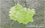 Physical 3D Map of Brno-venkov, darken, semi-desaturated