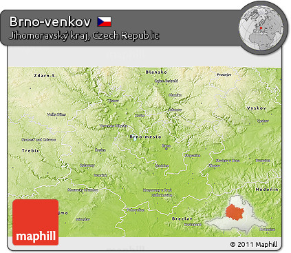 Physical 3D Map of Brno-venkov