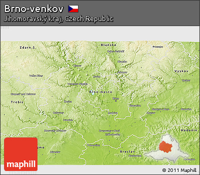 Physical 3D Map of Brno-venkov