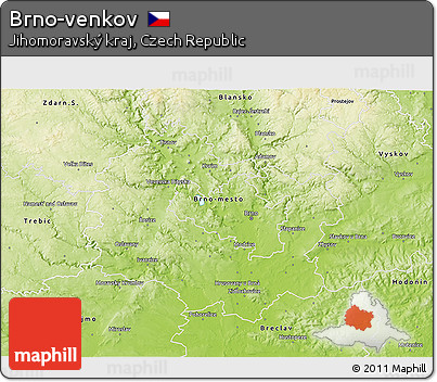 Physical 3D Map of Brno-venkov