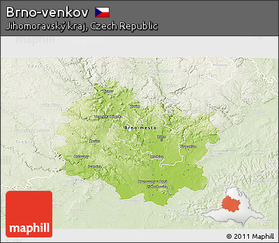 Physical 3D Map of Brno-venkov, lighten