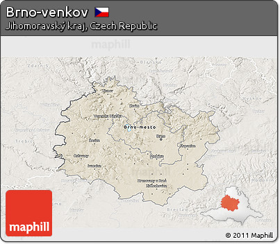 Shaded Relief 3D Map of Brno-venkov, lighten