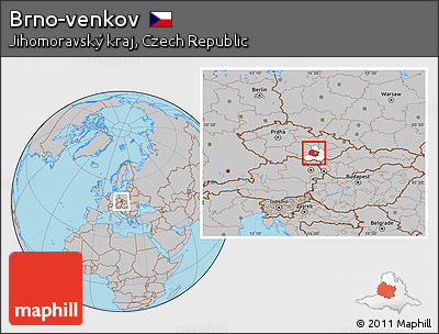 Gray Location Map of Brno-venkov, highlighted parent region